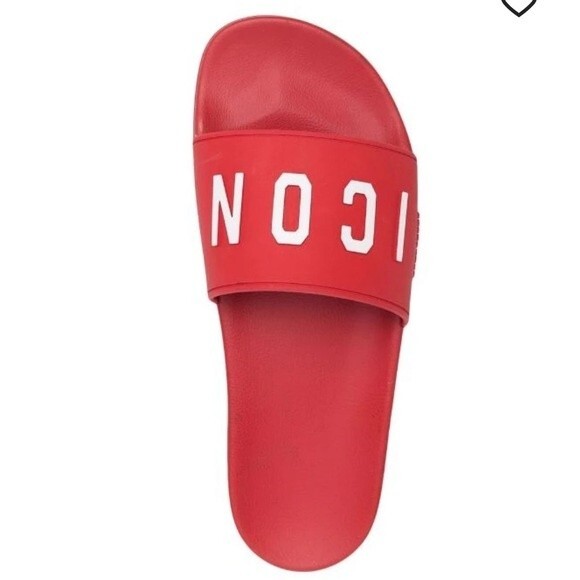 Dsquared2 Logo-Embossed Sliders in Red and White 38 - Picture 2 of 14